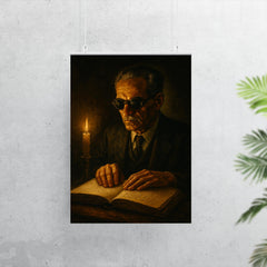 Taha Hussein reading by touch in darkness poster 7