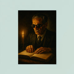 Taha Hussein reading by touch in darkness poster 8