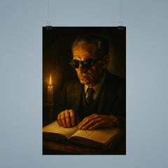 Taha Hussein reading by touch in darkness poster 9