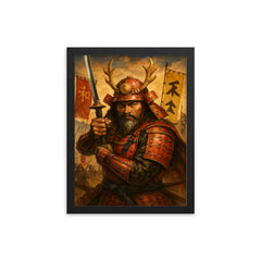 Takeda Shingen furinkazan battle portrait framed print on a plain backdrop in size 12"x16".