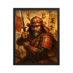 Takeda Shingen furinkazan battle portrait framed print on a plain backdrop in size 16"x20".