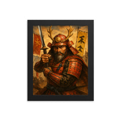 Takeda Shingen furinkazan battle portrait framed print on a plain backdrop in size 8"x10".