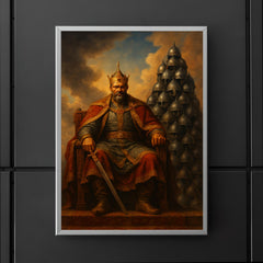 Tamerlane enthroned before tower of helmets poster 5