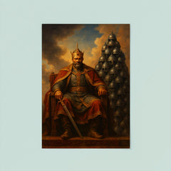 Tamerlane enthroned before tower of helmets poster 8