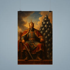 Tamerlane enthroned before tower of helmets poster 9