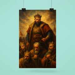 Tamerlane inspecting conquered kings in chains poster 6