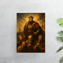 Tamerlane inspecting conquered kings in chains poster 7