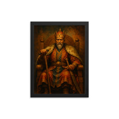 Tamerlane iron crutch throne portrait framed print on a plain backdrop in size 12"x16".