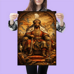 Tamerlane on jeweled throne map poster 3