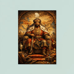 Tamerlane on jeweled throne map poster 8