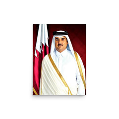 Tamim bin Hamad Al Thani of Qatar poster on a plain backdrop in size 12"x16".