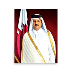 Tamim bin Hamad Al Thani of Qatar poster on a plain backdrop in size 16"x20".