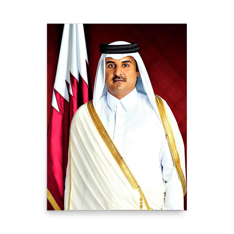 Tamim bin Hamad Al Thani of Qatar poster on a plain backdrop in size 18