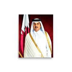 Tamim bin Hamad Al Thani of Qatar poster on a plain backdrop in size 8"x10".