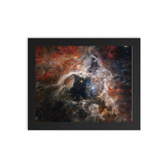 Tarantula Nebula taken by James Webb Space Telescope framed print on a plain backdrop in size 8"x10".