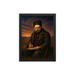 Taras Shevchenko exiled poet in steppe twilight framed print on a plain backdrop in size 12"x16".