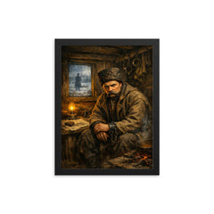 Taras Shevchenko in exile shack framed print on a plain backdrop in size 12"x16".