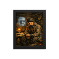 Taras Shevchenko in exile shack framed print on a plain backdrop in size 8"x10".
