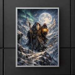 Tarot like Hermit atop icy mountain pass poster 5