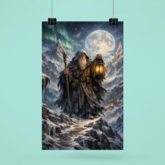 Tarot like Hermit atop icy mountain pass poster 6