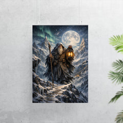 Tarot like Hermit atop icy mountain pass poster 7