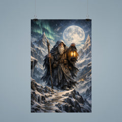 Tarot like Hermit atop icy mountain pass poster 9