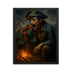 Tarrare at the battlefield campfire framed print on a plain backdrop in size 16"x20".