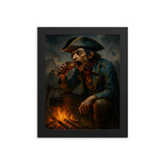 Tarrare at the battlefield campfire framed print on a plain backdrop in size 8"x10".