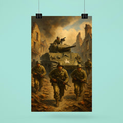 Task Force Butler crossing shattered French village poster 6