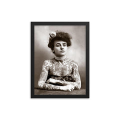 Tattooed Lady - Maude Wagner, 1907 - the first female tattoo artist framed print on a plain backdrop in size 12"x16".