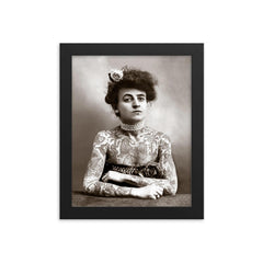 Tattooed Lady - Maude Wagner, 1907 - the first female tattoo artist framed print on a plain backdrop in size 8"x10".