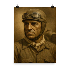 Tazio Nuvolari poster on a plain backdrop in size 8"x10".