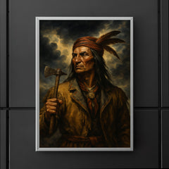 Tecumseh beneath storm clouds and tomahawk poster 5