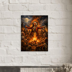Tecumseh forging pan tribal alliance by fire metal print mockup
