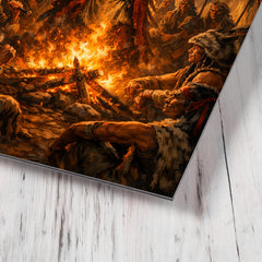 Tecumseh forging pan tribal alliance by fire metal print mockup