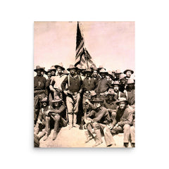 Teddy Roosevelt and the Rough Riders poster on a plain backdrop in size 16"x20".