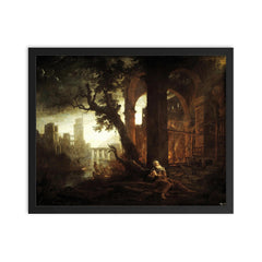 Temptation of Saint Anthony by Claude Lorrain, 1638 framed print on a plain backdrop in size 16"x20".