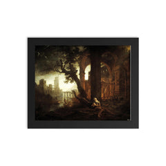 Temptation of Saint Anthony by Claude Lorrain, 1638 framed print on a plain backdrop in size 8"x10".