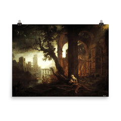 Temptation of Saint Anthony by Claude Lorrain, 1638 poster on a plain backdrop in size 8"x10".