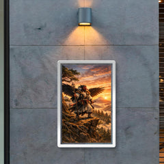 Tengu yamabushi on cedar ridge at sunrise poster 2