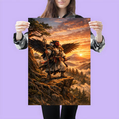 Tengu yamabushi on cedar ridge at sunrise poster 3
