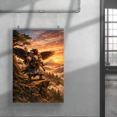 Tengu yamabushi on cedar ridge at sunrise poster 4