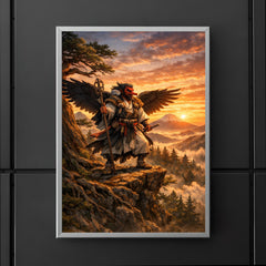 Tengu yamabushi on cedar ridge at sunrise poster 5