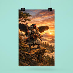 Tengu yamabushi on cedar ridge at sunrise poster 6