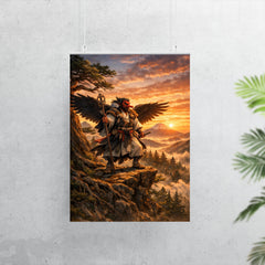 Tengu yamabushi on cedar ridge at sunrise poster 7