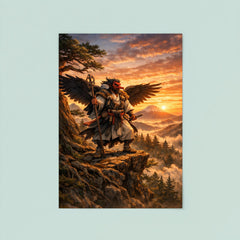 Tengu yamabushi on cedar ridge at sunrise poster 8
