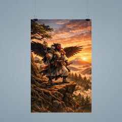 Tengu yamabushi on cedar ridge at sunrise poster 9