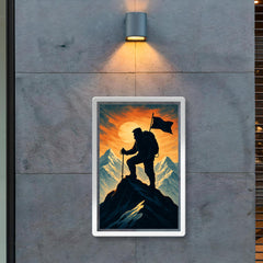 Tenzing Norgay on summit ridge silhouette poster 2