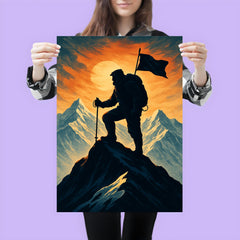 Tenzing Norgay on summit ridge silhouette poster 3