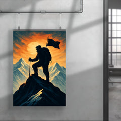 Tenzing Norgay on summit ridge silhouette poster 4
